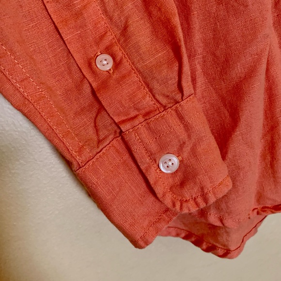 GAP kids Orange button down linen shirt. - Picture 6 of 10